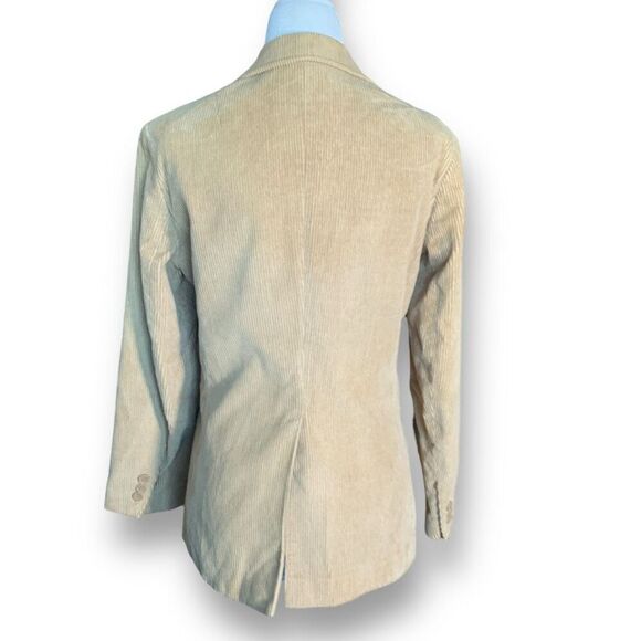 Vintage 80s Beige Tailored Corduroy Blazer Jacket Academia Preppy 10 - Picture 7 of 10